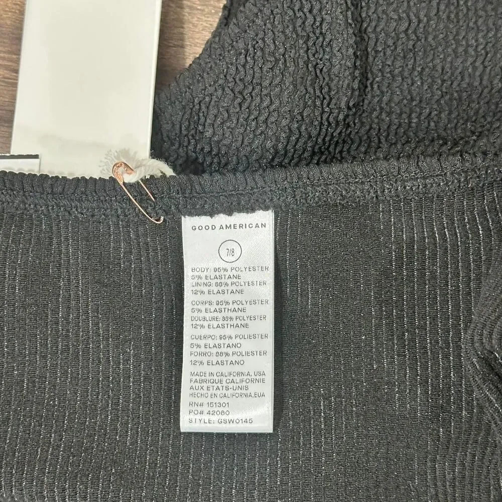 Good American Always Fits Black Bikini Bottoms NWT Size 7/8